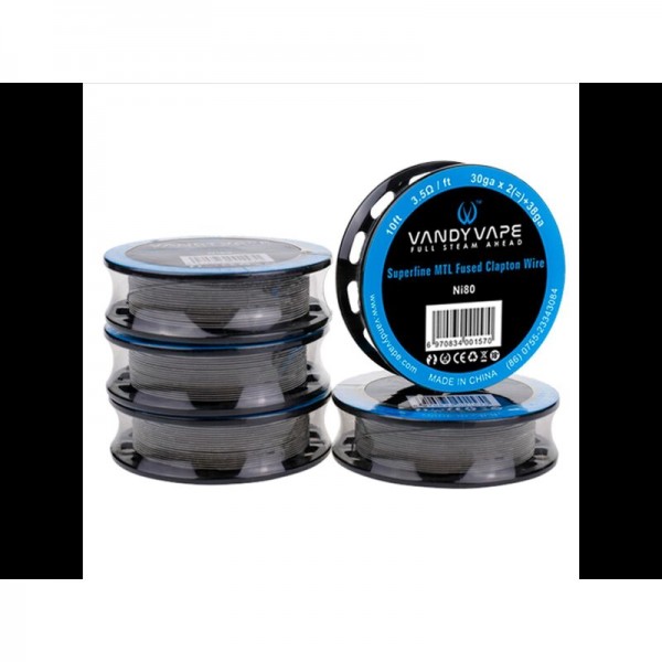 VANDY VAPE - 3 Meter Ni80 Superfine MTL Fused Clapton Wire 30GA*2/38GA (0.25 mm*2/0.10 mm) Wickeldraht - W1