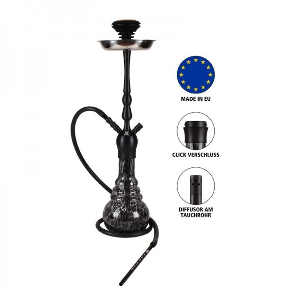 Chakra 2 Schlauch Aluminium Shisha Schwarz (Shisha SET)