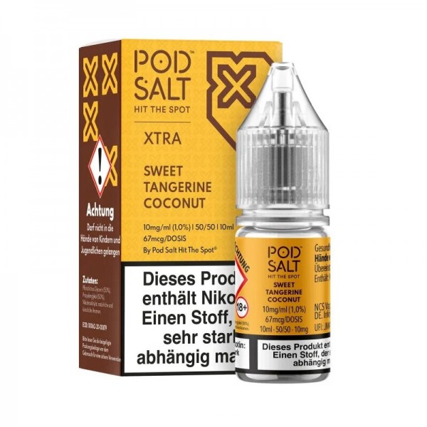 PODSALT - XTRA - Sweet Tangerine Coconut Nikotinsalzliquid 10ml mit Steuerzeichen