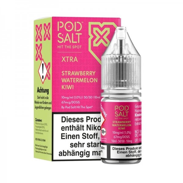 PODSALT - XTRA - Strawberry Watermelon Kiwi Nikotinsalzliquid 10ml mit Steuerzeichen