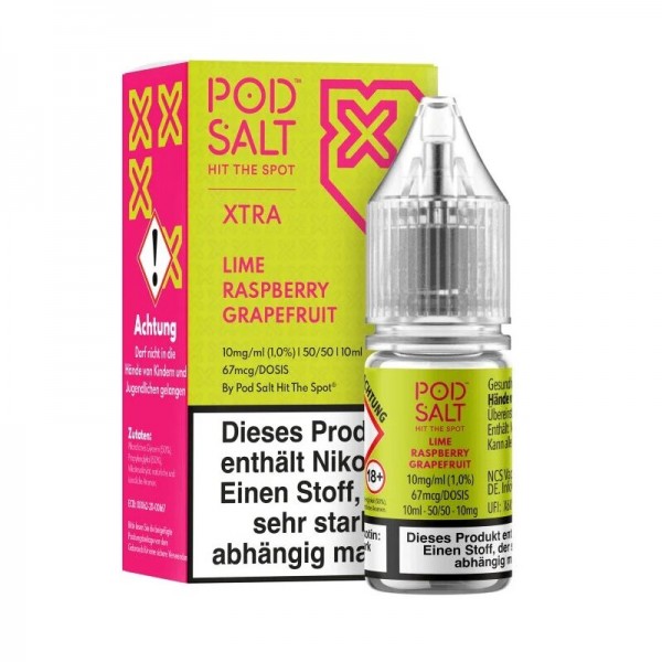 PODSALT - XTRA - Lime Raspberry Grapefruit Nikotinsalzliquid 10ml mit Steuerzeichen