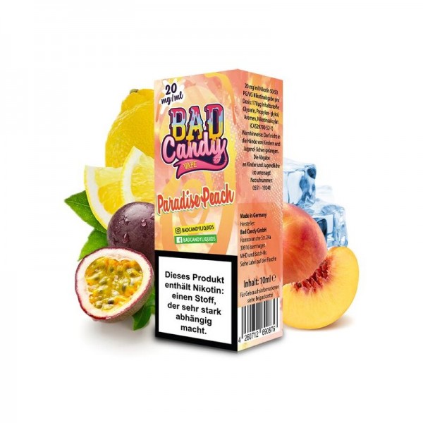 BAD CANDY -  Paradise Peach Nikotinsalzliquid 10ml mit Steuerzeichen